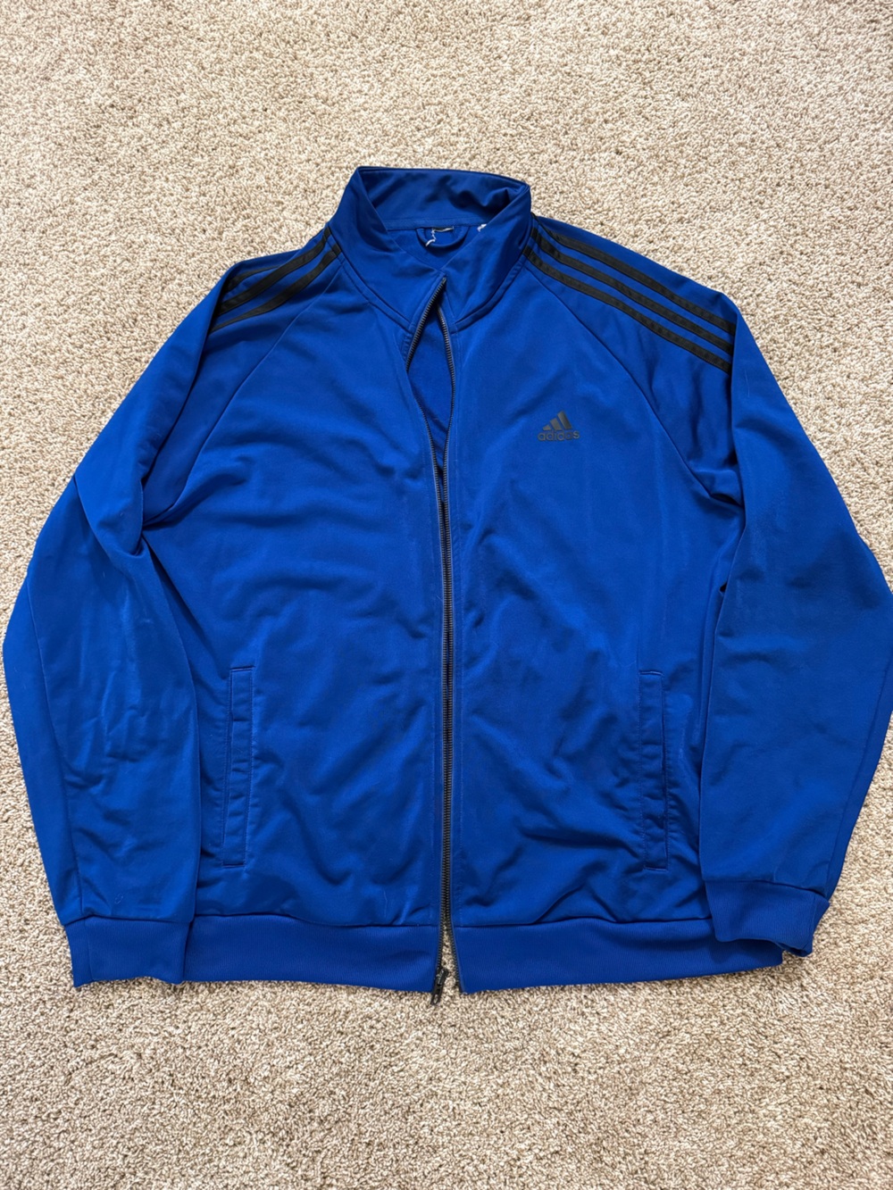 adidas Men's Royal Blue Full-Zip Track Jacket with Black Stripes